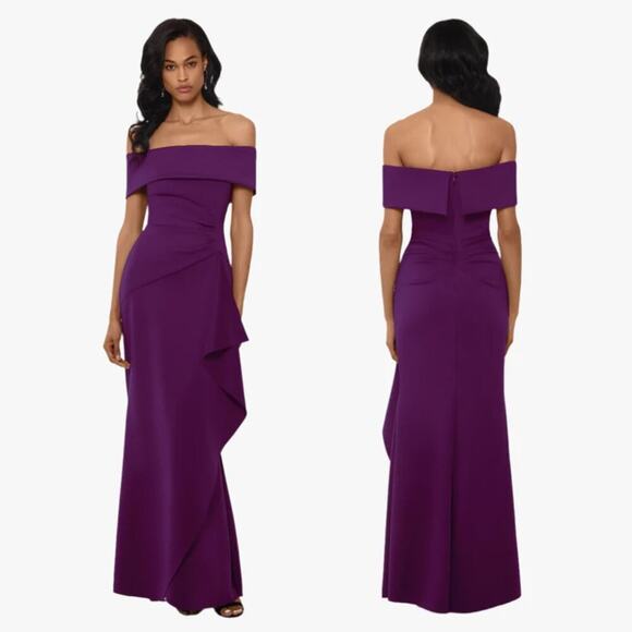 Xscape Dresses & Skirts - NEW XSCAPE "Adriana" Long Scuba Crepe Off the Shoulder Dress Size 6